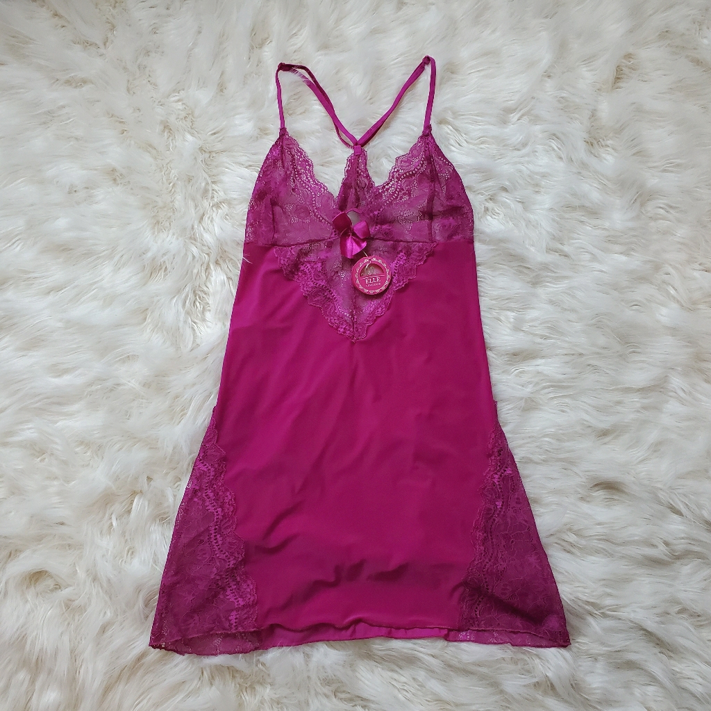 New - Elle Lingerie Fuscha Pink Babydoll